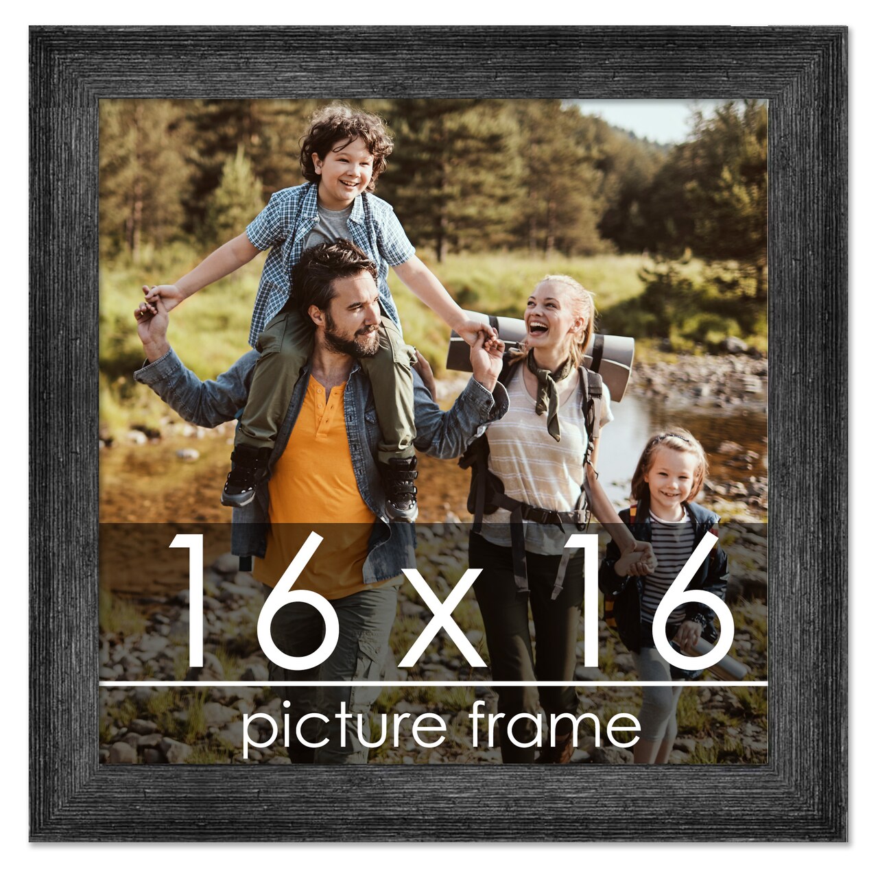 16x16 Wide Barnwood Picture Frame with UV-Resistant Acrylic & Acid Free Backing, Available in 6 Paint Finishes - Grey, Brown, White, and Black